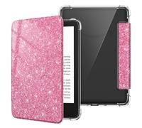 FINTIE Slim Case for 6" Kindle (11th Generation-2024/2022 Release), Ultra Clear Soft Flexible TPU Back Cover Light Shell with Auto Wake/Sleep for Kindle 2024/2022 11th Gen, Glitter Pink