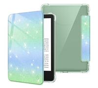FINTIE Slim Case for 6" Kindle (11th Generation-2024/2022 Release), Ultra Clear Soft Flexible TPU Back Cover Light Shell with Auto Wake/Sleep for Kindle 2024/2022 11th Gen, Glitter Green/Blue