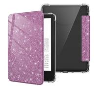 FINTIE Slim Case for 6" Kindle (11th Generation-2024/2022 Release), Ultra Clear Soft Flexible TPU Back Cover Light Shell with Auto Wake/Sleep for Kindle 2024/2022 11th Gen, Glitter Purple