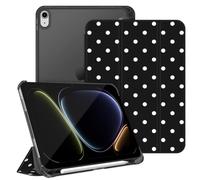FINTIE Slim Case for iPad A16 11th Generation 11 Inch & 10th Gen 10.9 Inch | Built-in Pencil Holder, Matte Coloured Back Shell, Auto Wake/Sleep, for School or Office, Polka Dots Black