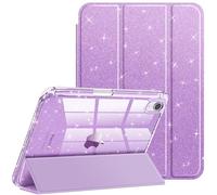 Fintie Slim Case for iPad Mini 7 (A17 Pro, 7th Generation) 2024 / iPad Mini 6 (6th Gen) 8.3 Inch - [Built-in Pencil Holder] Glittering Sparkly Shockproof Cover w/Shiny Clear Back Shell, Purple