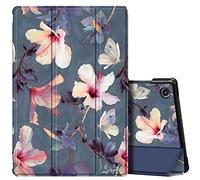 FINTIE Slim Case for Samsung Galaxy Tab A8 10.5 inch 2021 Model (SM-X200/X205), Super Thin Lightweight Hard Back Shell Tri-Fold Stand Cover with Auto Wake/Sleep, Blooming Hibiscus