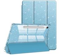FINTIE Slim Case for Samsung Galaxy Tab S10 FE/ S9 FE 5G 10.9"/ Tab S9 11" | with S Pen Holder Glittering Sparkly Shockproof Cover with Shiny Clear Back Shell, Auto Wake/Sleep, Blue
