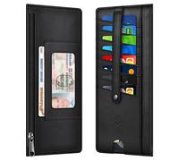 FINTIE Slim Credit Card Wallet Holder Change Pouch, RFID Blocking Business Cards Cases with Zipper Pocket for Cash, Coin, Receipt, ID Card, Mattle Black