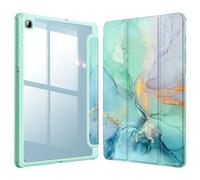 FINTIE Slim Hybrid Case for Samsung Galaxy Tab S6 Lite 10.4 inch Model 2022/2020 (SM-P610/P613/P615/P619) with S Pen Holder, Shockproof Case with Clear Back Cover and Emerald Marble