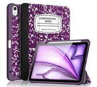 Fintie SlimShell Case for iPad Air 11-inch M2 (2024), 5th Gen (2022), 4th Gen (2020) 10.9 Inch - Flexible Soft TPU Back Cover With Pencil Holder, Composition Purple