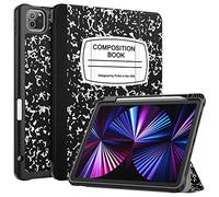 Fintie SlimShell Case for iPad Pro 11-inch (4th / 3rd Generation) 2022/2021 - Soft Flexible TPU Stand Back Cover with Pencil Holder, Also Fit iPad Pro 11" 2nd / 1st Gen, Composition Book Black