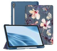 FINTIE SlimShell Case for Samsung Galaxy Tab S10 Lite/ S10 FE 2025/ S9 FE 10.9 Inch/ S9 11 Inch Tablet with Pen Holder, Tri-Fold Stand Translucent Back Cover with Auto Wake/Sleep, Blooming Hibiscus