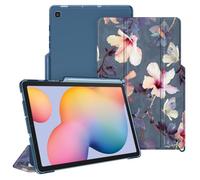 FINTIE SlimShell Case for Samsung Galaxy Tab S6 Lite 10.4" 2024/2022/ 2020 | Lightweight Stand Translucent Frosted Back Cover with S Pen Holder, Auto Wake/Sleep, Hibiscus