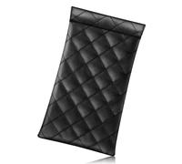 FINTIE Soft Eyeglasses Case with Cleaning Cloth, Portable Squeeze Top Vegan Leather Glasses Pouch, Sunglasses Eyewear Bag, Black Lattice, One size