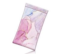 FINTIE Soft Eyeglasses Case with Cleaning Cloth, Portable Squeeze Top Vegan Leather Glasses Pouch, Sunglasses Eyewear Bag, Glittering Marble, Medium