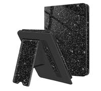 FINTIE Stand Case for 6" All-New Kindle (11th Generation)- 2024/2022 Release, PU Leather Cover with Card Slot & Hand Strap for Kindle 11th Generation 2024 e-Reader, Black Glitter