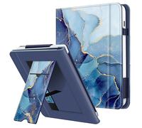 Fintie Stand Case for 7" Kobo Libra Colour (2024) / Kobo Libra 2 (2021) eReader - Premium PU Leather Stand Cover Auto Sleep/Wake with Card Slot and Hand Strap, Ocean Marble