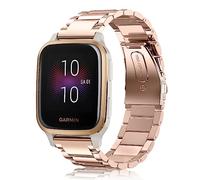 FINTIE Strap Compatible with Garmin Vivoactive 3/Vivoactive 3 Music/Forerunner 645 Music/Vivomove HR Smartwatch - Quick Release Stainless Steel Metal Replacement Strap Wrist Band, Rose Gold