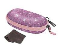 Fintie Sunglasses Case with Carabiner, Hard Shell Shockproof Sport Glasses Cases Travel Zipper Eyeglasses Holder, Glittering Purple, Medium