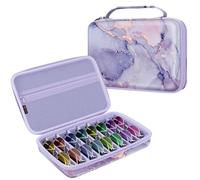 FINTIE Travel Sunglasses Organizer Case with 8-Slot Adjustable Compartments, Hard EVA Eyeglasses Storage Bag for Men Women, Lilac Marble