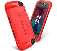 FINTIE Ultralight Case Compatible with Nintendo Switch 2 (2025) with Game Card Slots - [Shockproof] Lightweight Protective Cover with Ergonomic Grip, Kids Friendly Grip Case, Red