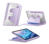 Fintie Vertical Stand Case for Samsung Galaxy Tab S10 Lite/ S10 FE/ S9 FE 5G 10.9 Inch/Tab S9 11 Inch, Multi-Angle Viewing Clear Cover with S Pen Holder, Magnetic Ultra-Stable, Purple