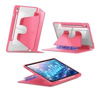 Fintie Vertical Stand Case for Samsung Galaxy Tab S10 Lite/ S10 FE/ S9 FE 5G 10.9 Inch/Tab S9 11 Inch, Multi-Angle Viewing Clear Cover with S Pen Holder, Magnetic Ultra-Stable, Pink