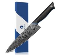 FINTISO Damascus Chef Knife 8 Inch, 67-Layer Japanese Damascus Steel Kitchen Knives with Full Tang G10 Handle, Sharp Hand-Forged Knife with Gift Box - Zeus Series