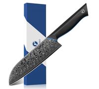 FINTISO Damascus Santoku Knife 7 Inch, 67-Layer Japanese Damascus Steel Chef Knife with Ergonomic Full Tang G10 Handle, Super Sharp Kitchen Knives with Gift Box - Zeus Series