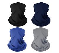 Finvizo Multifunctional Headwear 4 Pack Neck Gaiter: Elastic Tube Scarf Face Mask Bandana Balaclava Snoods, Navy