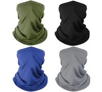 Finvizo Multifunctional Headwear 4 Pack Neck Gaiter: Elastic Tube Scarf Face Mask Bandana Balaclava Snoods, Green
