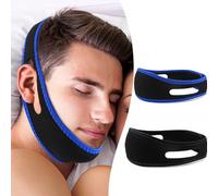Finyoffiy 2023 2pcs Anti Snoring Chin Strap Effective Stop Snoring Solution Adjustable Breathable Stop Snoring Sleep Aid for Men and Women (Black+Blue)