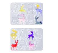 Finyoffiy 2Pcs Cat Resin Mold Deer Silicone Mold Cute Animal Epoxy Mold Pendant Casting Mold for DIY Jewelry Necklace Earring Ornament (Deer)