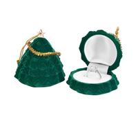 Finyoffiy 2pcs Christmas Tree Ring Box Cute Jewelry Box Mini Velvet Earrings Box Green Gift Boxes Jewelry Display Boxes for Proposal, Wedding (2pcs)