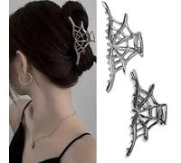 Finyoffiy 2Pcs Spiderweb Hair Clips Halloween Accessory for Women & Girls Strong Hold Non-Slip Hairpins Perfect for Cosplay & Day of the Dead Decoration Black Metal Spider Claw (Spiderweb)