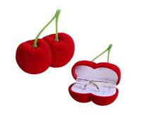 Finyoffiy 2Pcs Strawberry Ring Box Red Velvet Ring Jewelry Storage Box，Ideal for Marriage Proposals,Wedding，Birthdays and Anniversaries (Cherry)