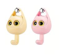 Finyoffiy 2pcs Wink Cat Hooks Creative Adhesive Coat Hook for Hanging Towels, Hats,Coat,Cloth Bags, Belts, Key, for Wall Hanging Decorations (Pink + Yellow)
