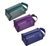 Finyoffiy 3-Pack Portable Square Mesh Storage Bags, Transparent Zippered Cosmetic Bags, Small Square Mesh Coin Purse Travel Storage Carry Pouch (Grey+Black+White)