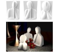 Finyoffiy 3Pcs Thinking People Candle Resin Mold 3D Family Silicone Candle Mold Art Body Epoxy Resin Casting Mold Clay Mold for DIY Candle Making Soap (3pcs)