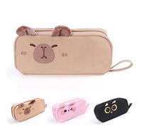 Finyoffiy Cartoon Pencil Case Cute 3D Cat Pencils Pouch Large Capacity Zipper Pen Bags with Embroidered Animal Design for Girls Boys (Brown Capybara)