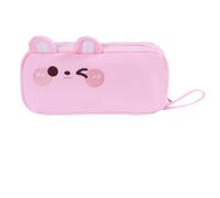 Finyoffiy Cartoon Pencil Case Cute 3D Cat Pencils Pouch Large Capacity Zipper Pen Bags with Embroidered Animal Design for Girls Boys (Pink Bunny)