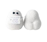 Finyoffiy Crochet Gifts, Crocheted Emotional Support Animal, Unique Birthday Gift for Potato Lovers Friends Women Men (White)