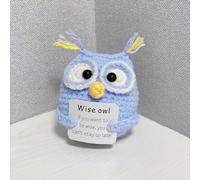 Finyoffiy Positive Crochet Gifts, Crocheted Emotional Support Animal, Unique Birthday Gift for Shark Lovers Friends Women Men (Blue Owl)