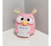 Finyoffiy Positive Crochet Gifts, Crocheted Emotional Support Animal, Unique Birthday Gift for Shark Lovers Friends Women Men (Pink Owl)