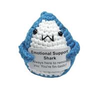 Finyoffiy Positive Crochet Shark Gifts, Crocheted Emotional Support Animal, Unique Birthday Gift for Shark Lovers Friends Women Men (Blue)