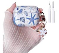 Finyosee Compatible with AirPods Pro/Pro 2 Case with Cleaner Kit Cute Seashell and Starfish Pattern Design for Women Girls Keychain Protective Shockproof Cover for AirPods Pro 2nd/1st Generation-Blue