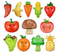 Finypa 12Pcs Summer Fruit Balloons for Birthday Party Decorations Vegetable Helium Balloons Tropical Strawberry Watermelon Jumbo Balloon for Wedding Baby Shower Supplies