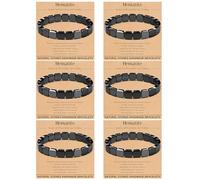 FINZOR 6 Pcs Hematite Bracelets for Men Large Natural Stone Handmade Bracelet - Reignites Masculine Energy Men Healing Beaded Bracelets for Men Inspirational Gift, One Size, Hematite, No Gemstone