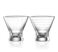 Fioance Nick and Nora Stemless Cocktail Glasses Set of 2 - Handcrafted Lead-Free Crystal Glasses for Manhattan, Martini - Elegant Coupe Glass Design, Perfect for Home Bars and Gifting. (Dots)