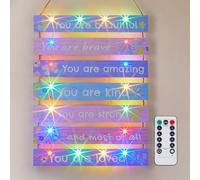 FIOBEE Girls Room Décor for Teen Girls Boys with LED Light Nursery Wall Decor for Bedroom Motivational Inspirational Wall Art Girl Room Decoration for Kids Living Room, 8 Kinds of Lights, Purple