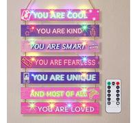 FIOBEE Girls Room Décor for Teen Girls Boys with LED Light Nursery Wall Decor for Bedroom Motivational Inspirational Wall Art Girl Room Decoration for Kids Living Room, 8 Kinds of Lights, Purple Game
