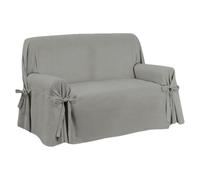 FIOCCO Sofa Cover with Ties, Heavy Fabric for Upholstery, Universal Fit and Total Sofa Coverage, Italian Tailoring Production (Panama Ash Grey, 2 Seaters)