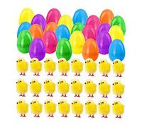 Fiocias 24 Easter Eggs Filled with Mini Chicks, Colorful Surprise Figures, Cuddly Toys Inside The Egg, Interactive Playset for Family Celebrations, Part, Style A
