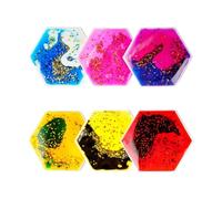 Fiocias 6-Piece Sensory Gel Liquid Toy with Fidget Function for Children, Sensory Liquid Play, Water-Filled Activity Mat, Movement, Hexagon